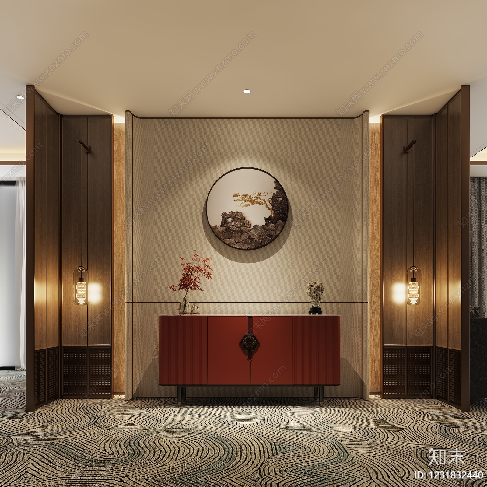 新中式接待室3D模型下载【ID:1231832440】
