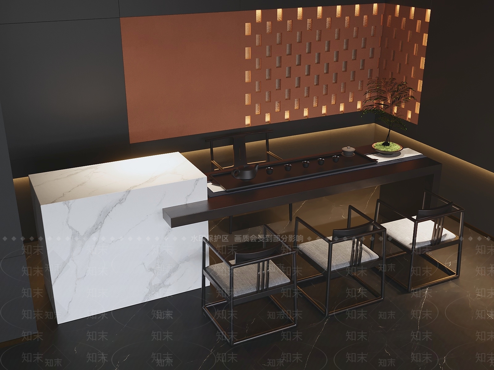 新中式茶桌椅3D模型下载【ID:1231833476】
