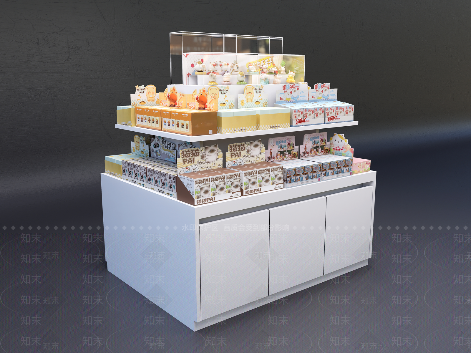 现代简约展示台SU模型草图