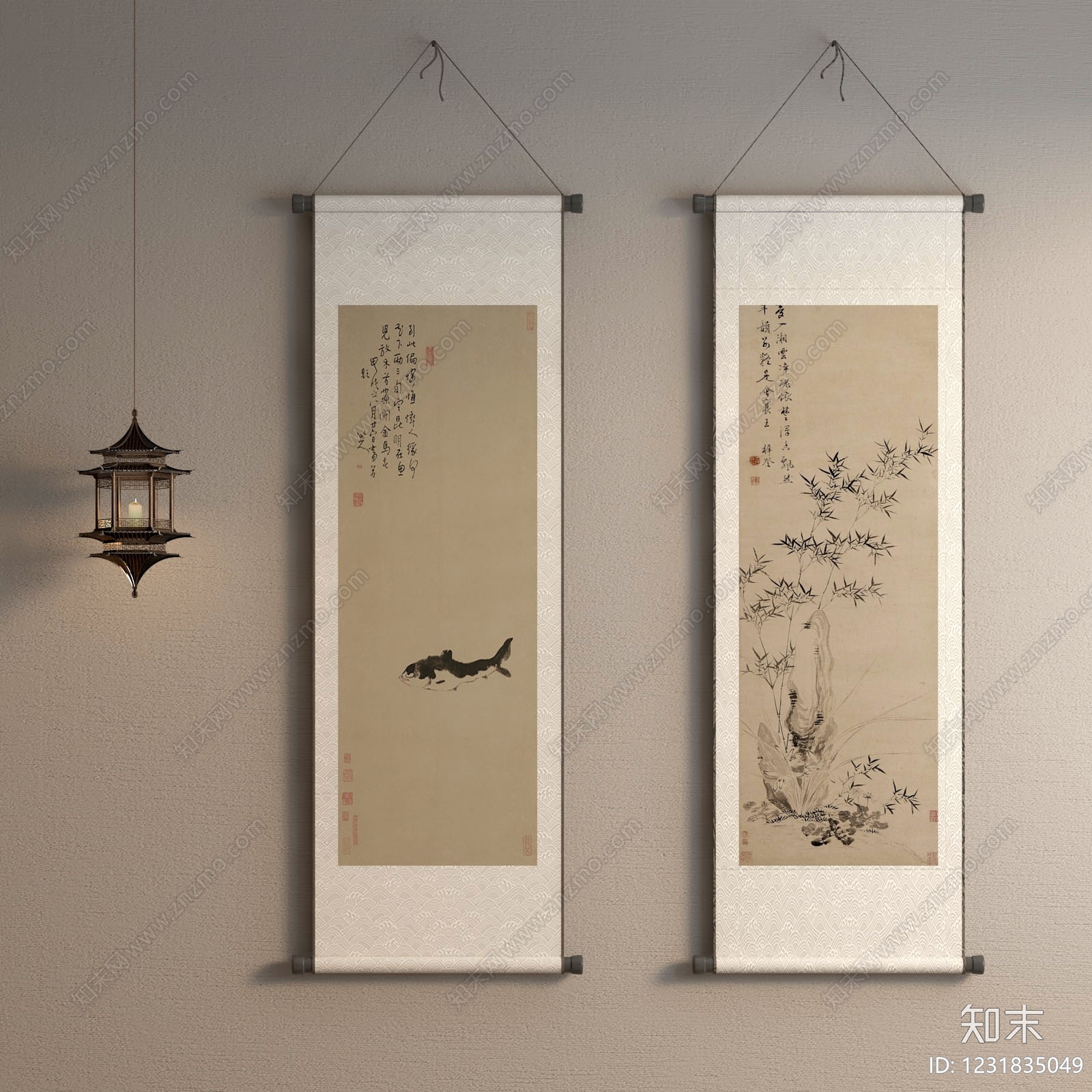 新中式字画3D模型下载【ID:1231835049】