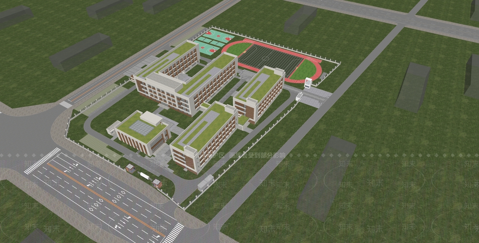 现代主义学校建筑SU模型下载【ID:1231835342】