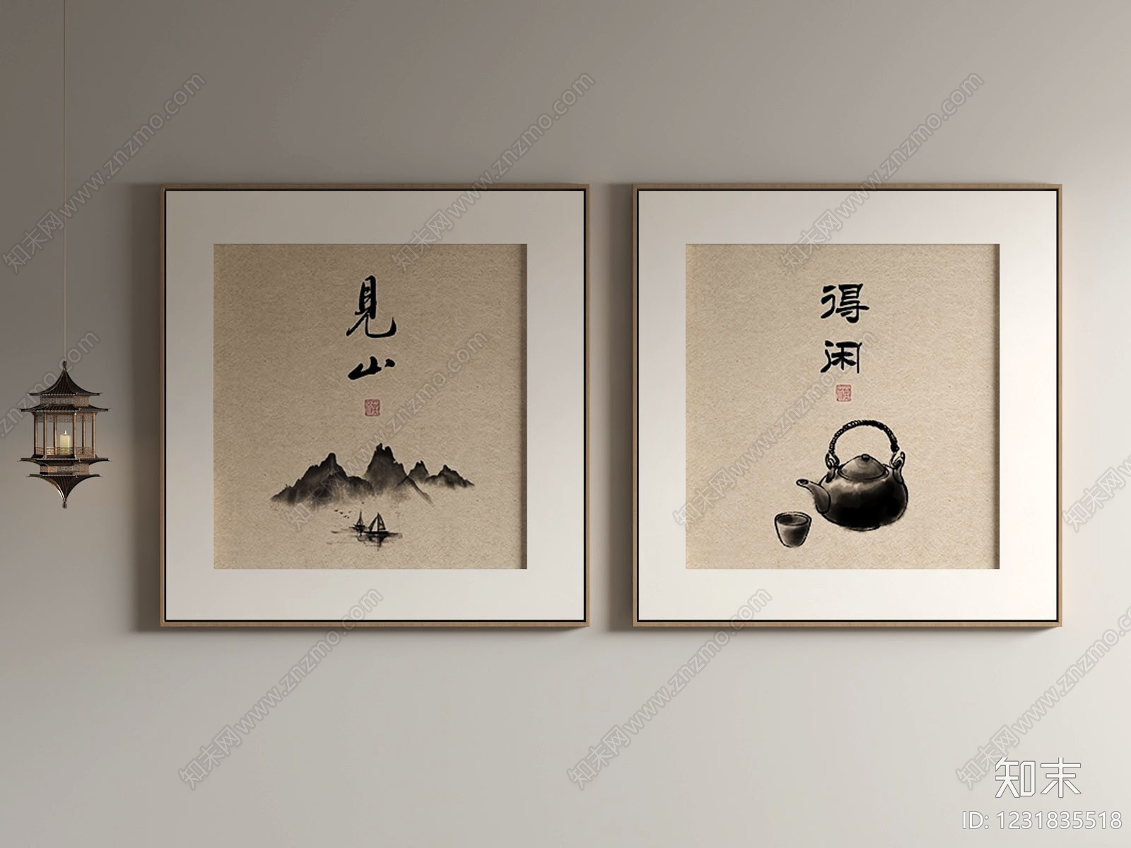 新中式宋式挂画3D模型下载【ID:1231835518】