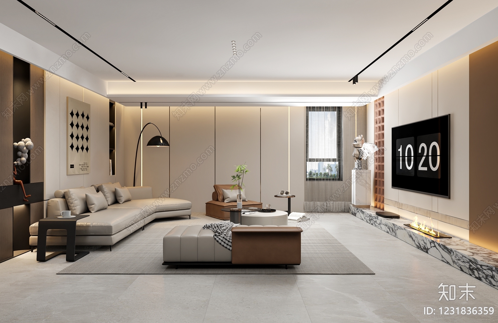 意式极简家居客厅3D模型下载【ID:1231836359】