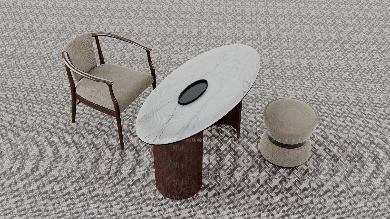 新中式休闲桌椅3D模型下载【ID:1231838058】