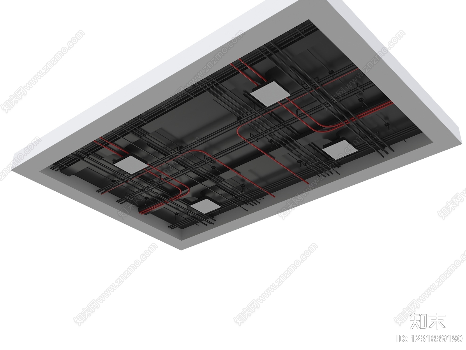 工业风吊顶3D模型下载【ID:1231839190】