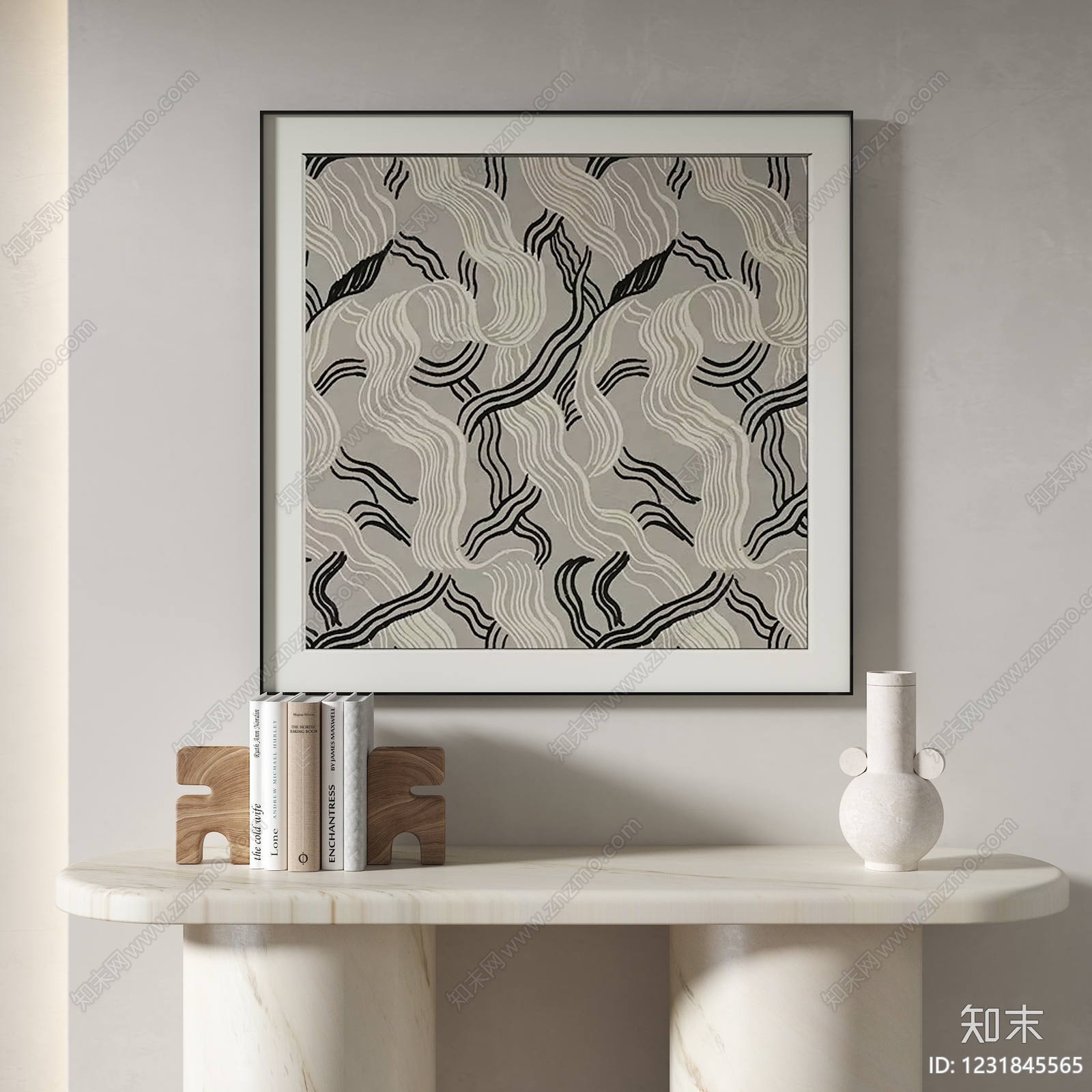 奶油风抽象挂画3D模型下载【ID:1231845565】
