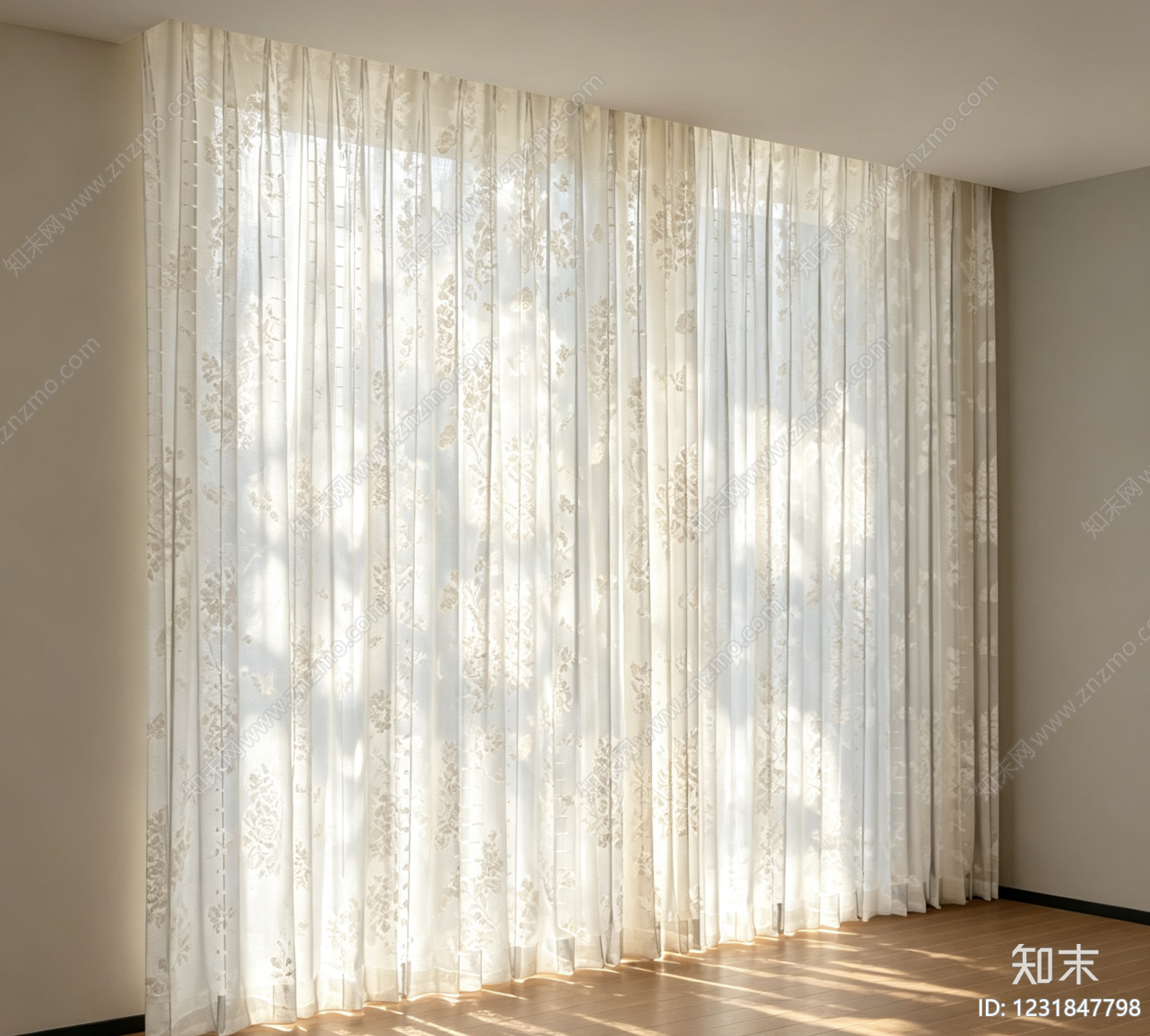 奶油风纱帘3D模型下载【ID:1231847798】