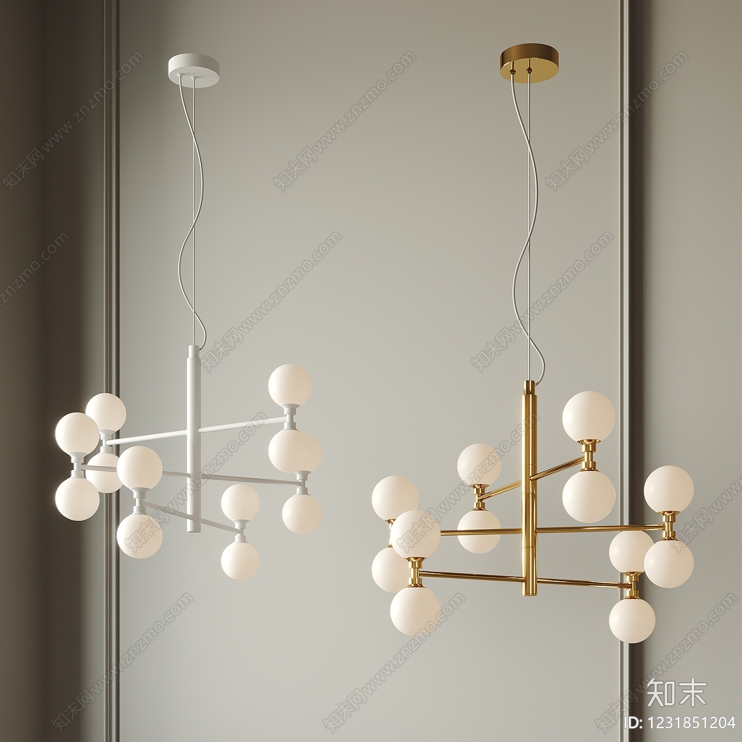 轻奢吊灯3D模型下载【ID:1231851204】