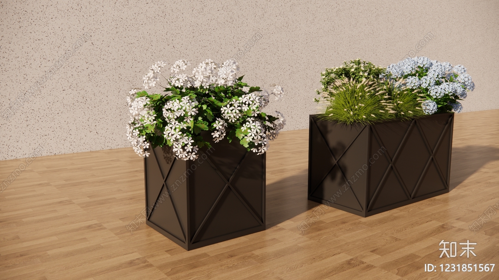 现代简约花钵花器SU模型下载【ID:1231851567】