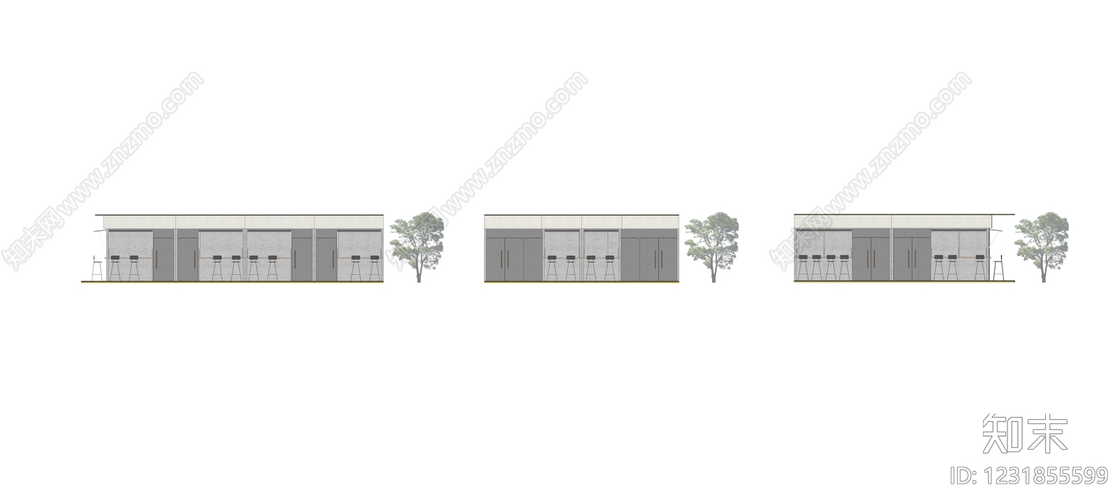 现代简约餐饮建筑SU模型下载【ID:1231855599】