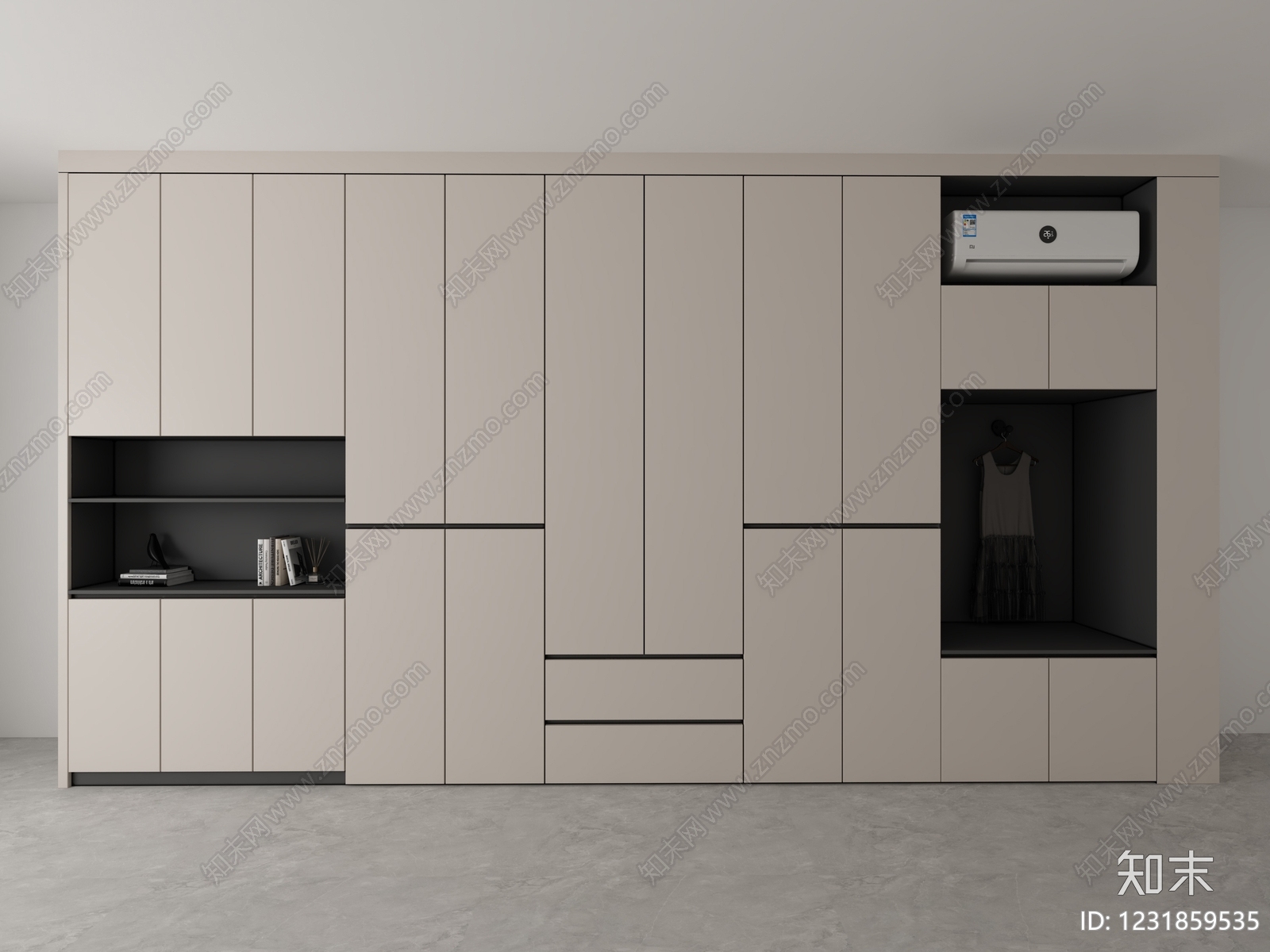 意式极简衣柜3D模型下载【ID:1231859535】
