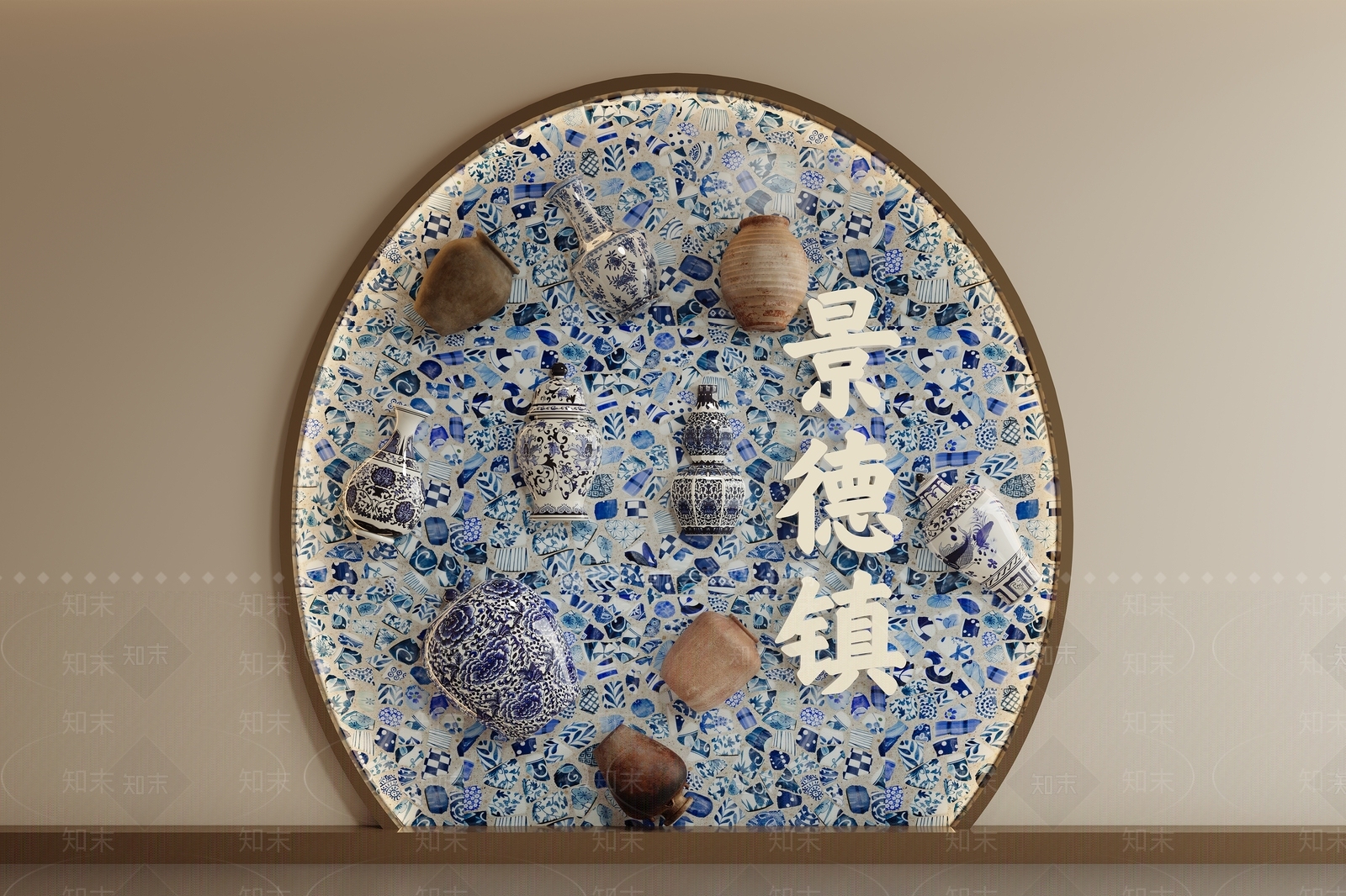新中式展示墙3D模型下载【ID:1231861195】
