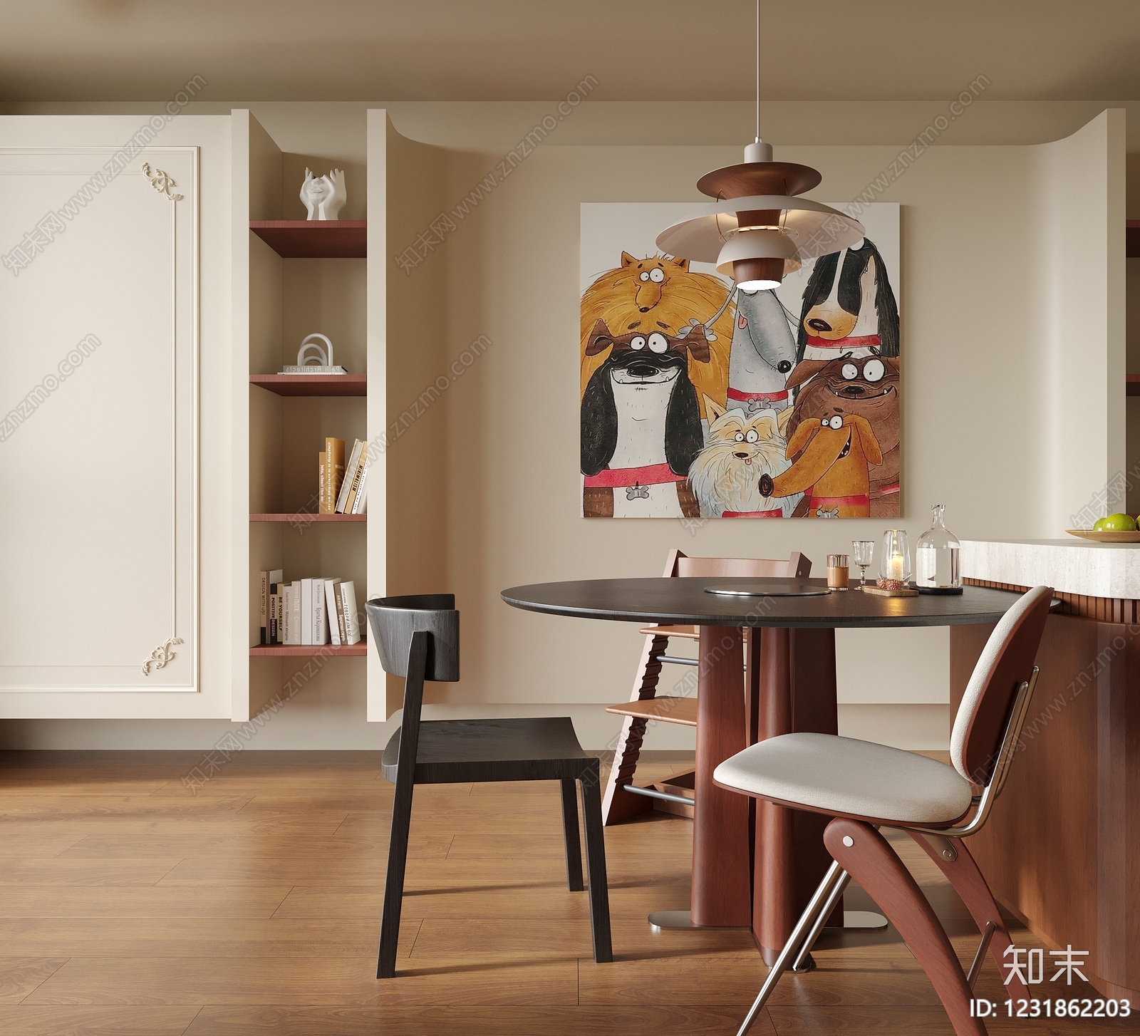 中古风家居餐厅SU模型下载【ID:1231862203】