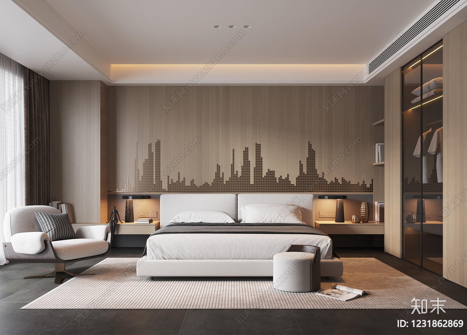 意式极简主卧3D模型下载【ID:1231862869】
