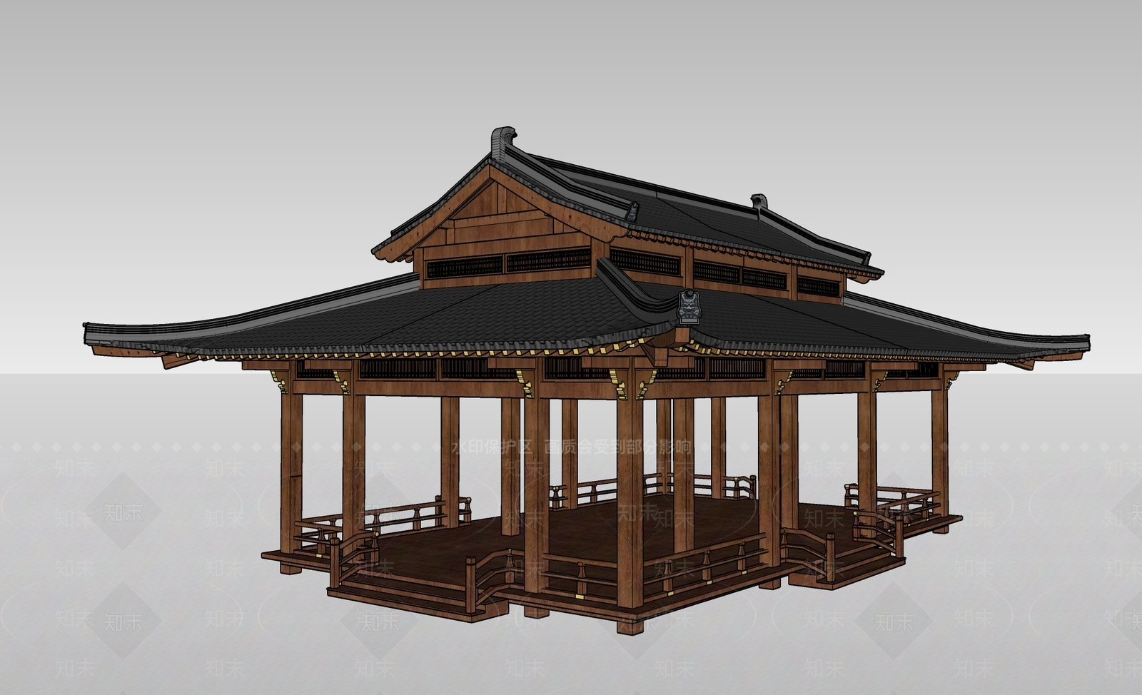 中式古建筑SU模型下载【ID:1231865606】