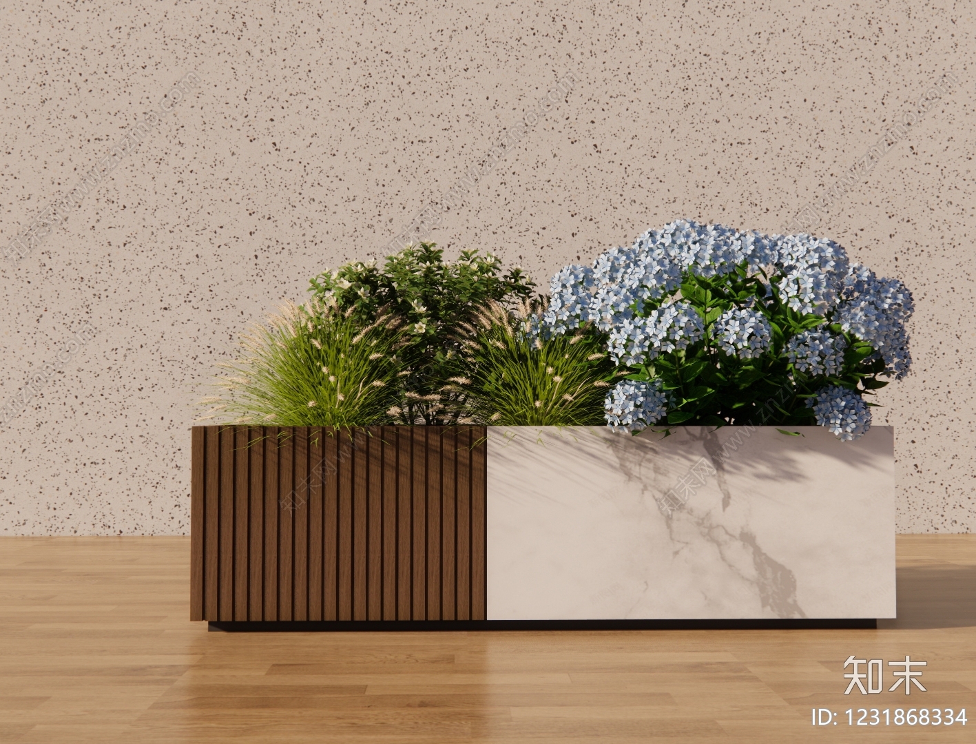 现代简约花钵花器SU模型草图
