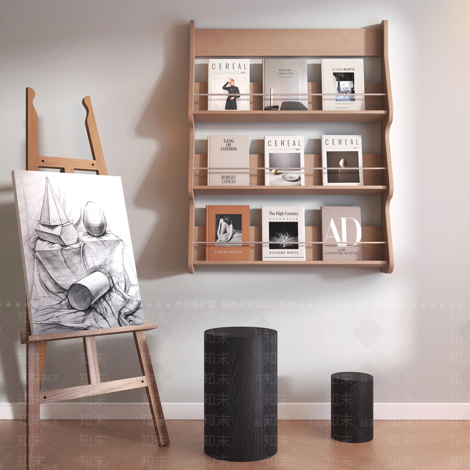 原木风展示墙3D模型下载【ID:1231871245】