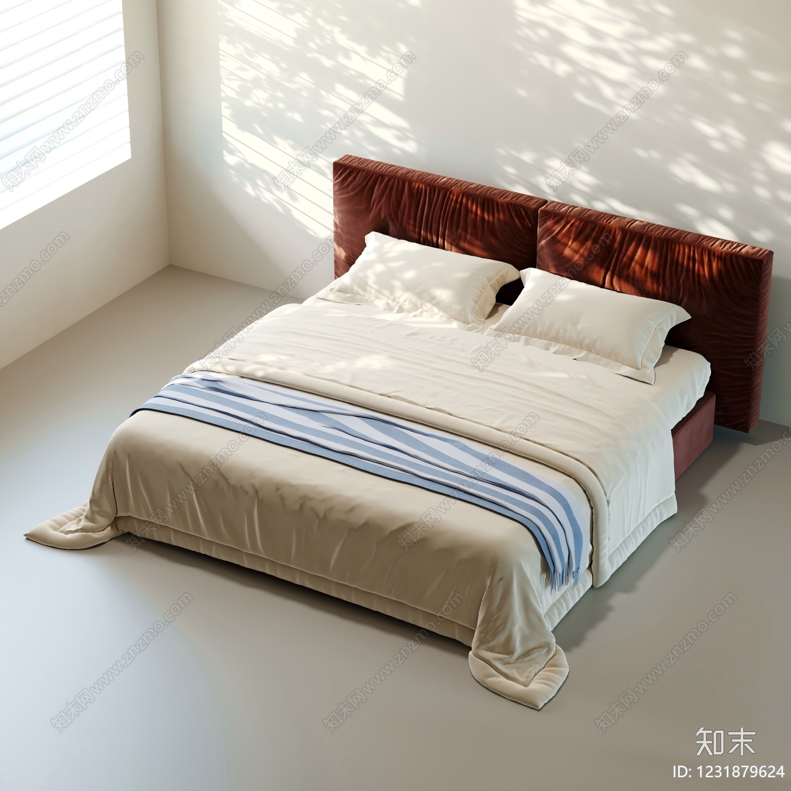 现代简约双人床3D模型下载【ID:1231879624】