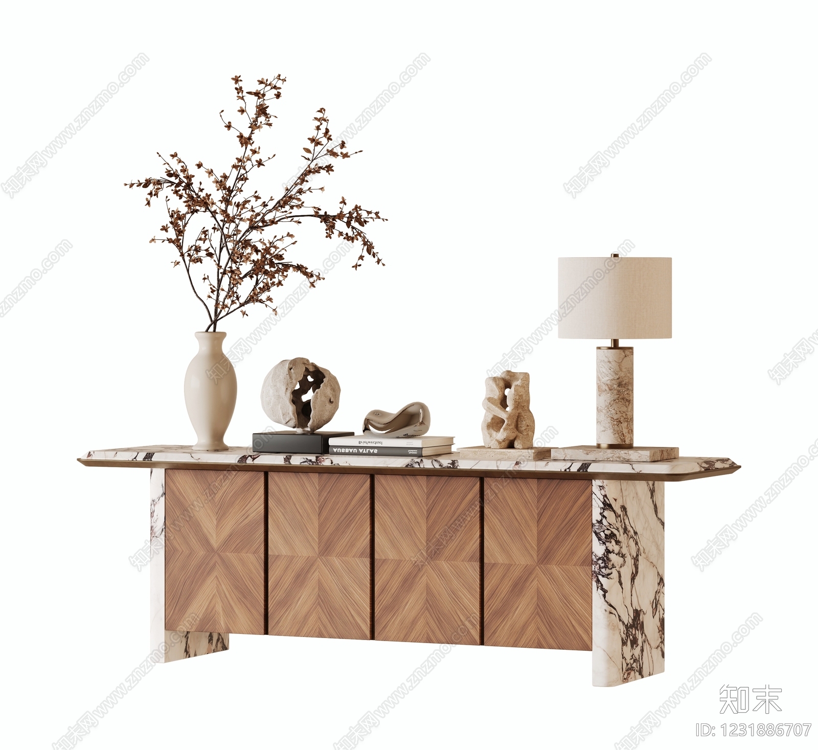 轻奢玄关柜3D模型下载【ID:1231886707】