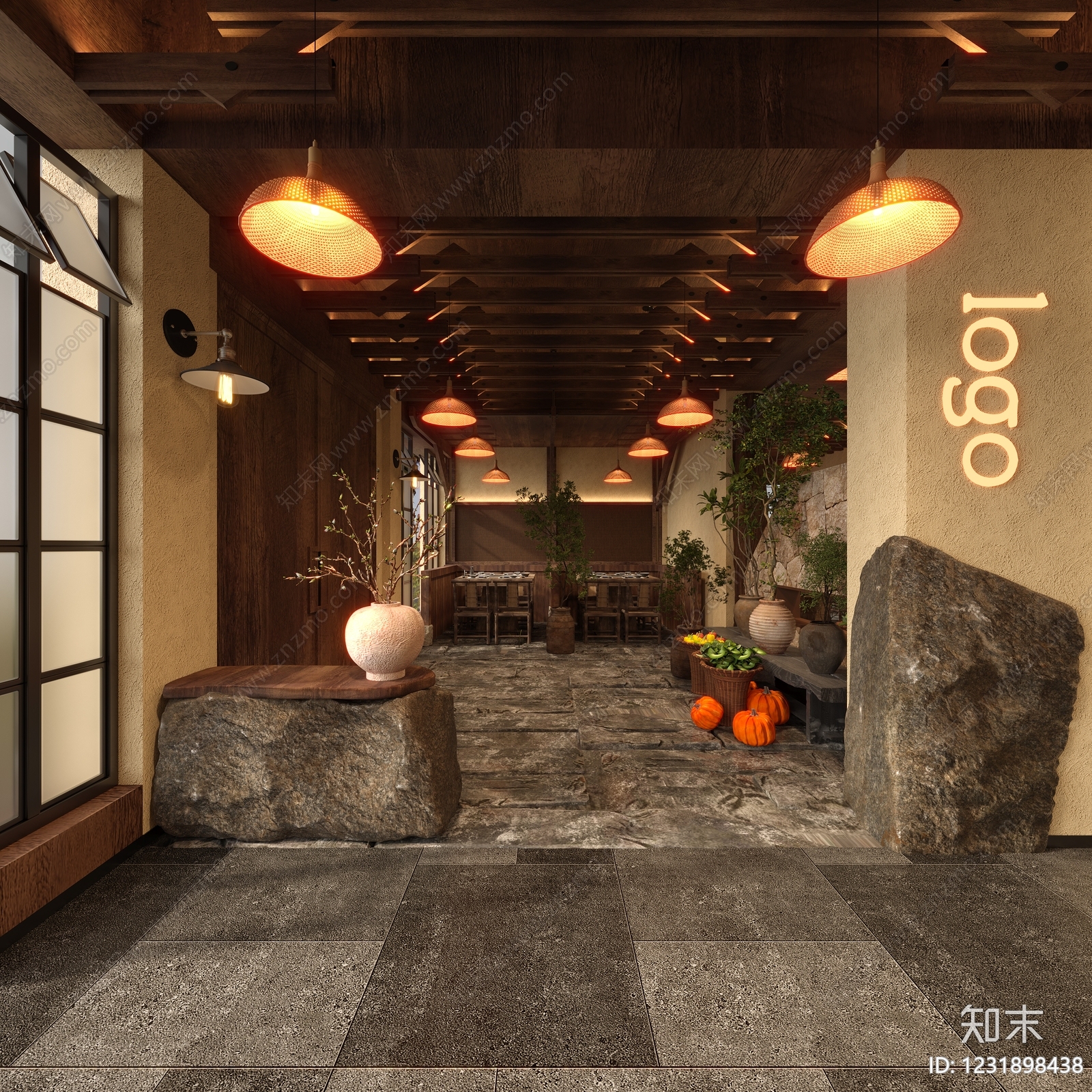 新中式火锅店3D模型下载【ID:1231898438】