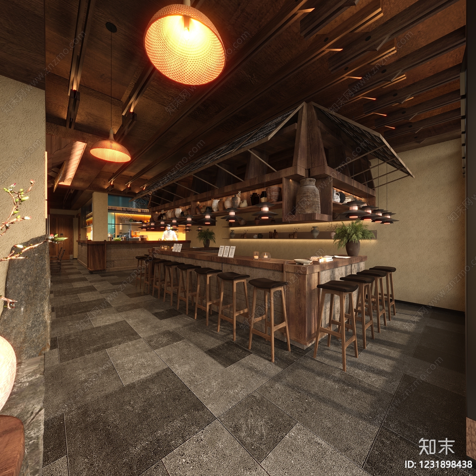 新中式火锅店3D模型下载【ID:1231898438】