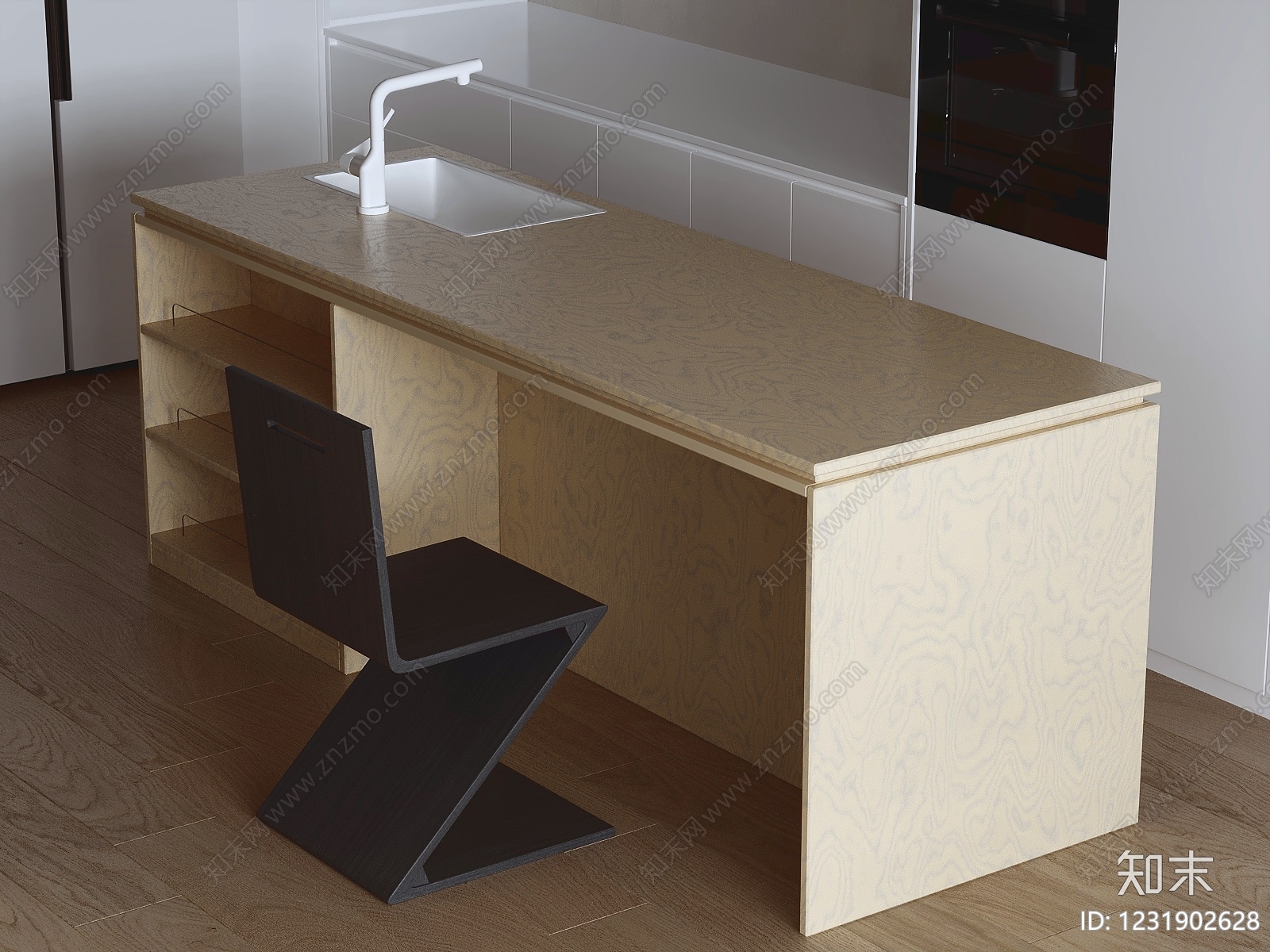 极简岛台3D模型下载【ID:1231902628】