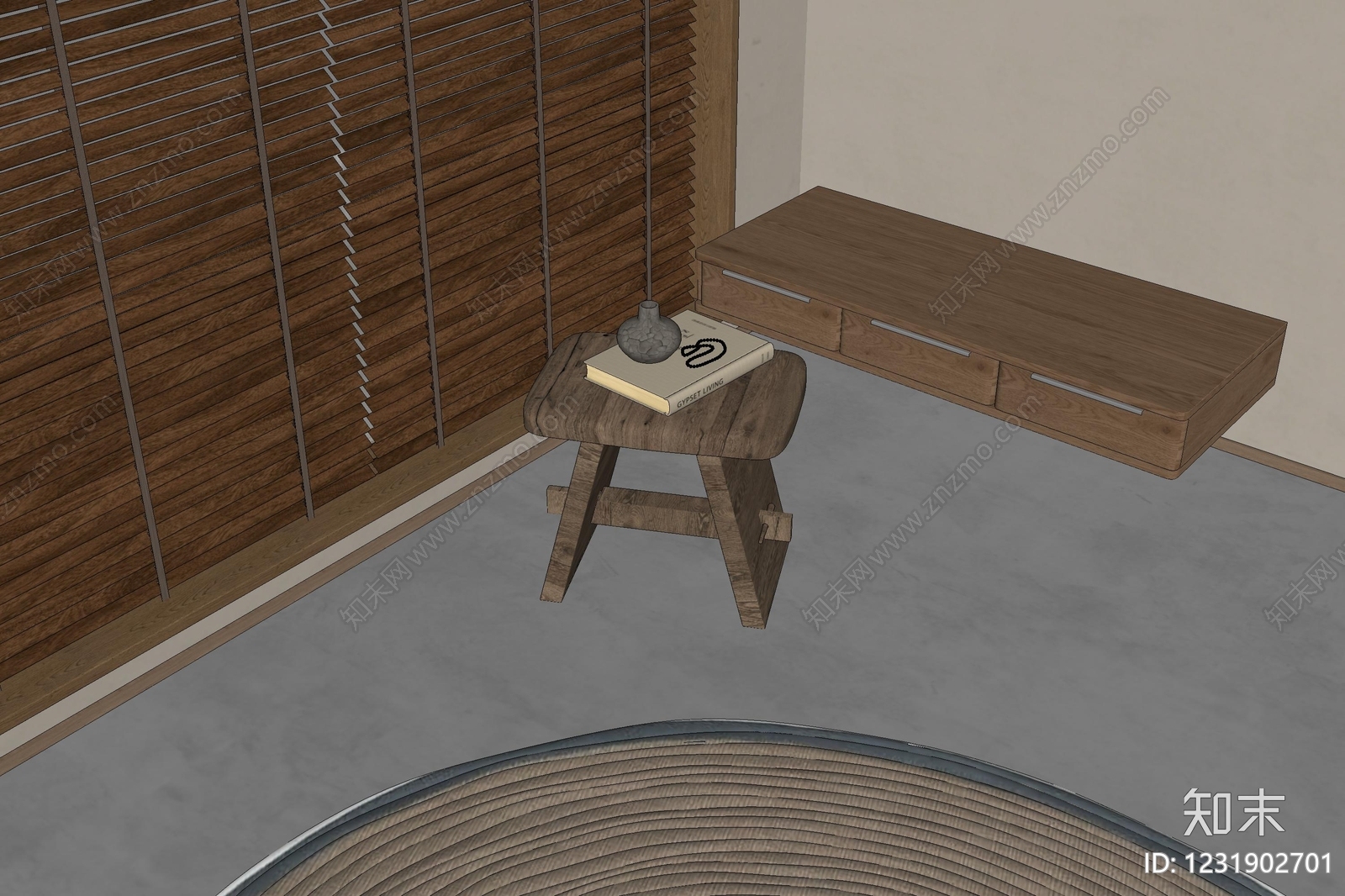 侘寂其他凳子SU模型下载【ID:1231902701】