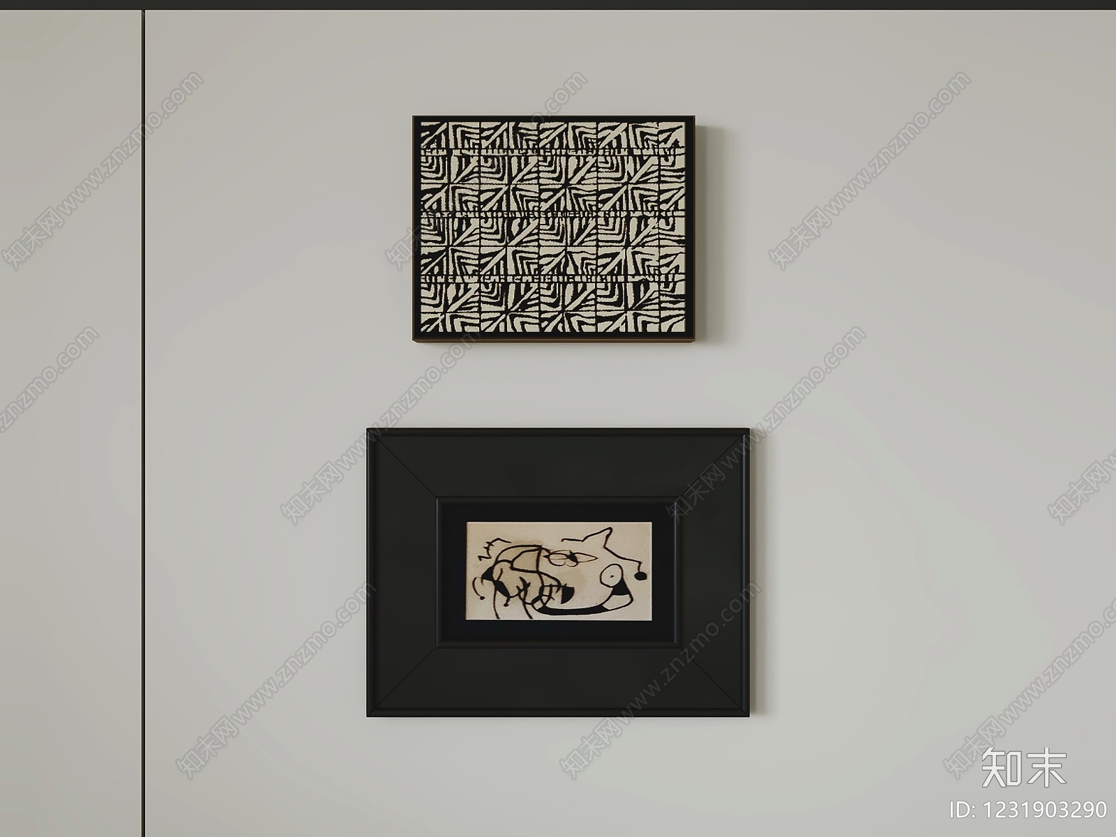 现代简约挂画SU模型下载【ID:1231903290】