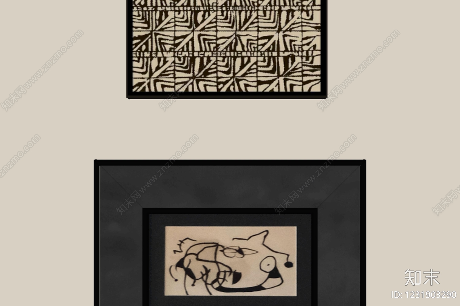 现代简约挂画SU模型下载【ID:1231903290】