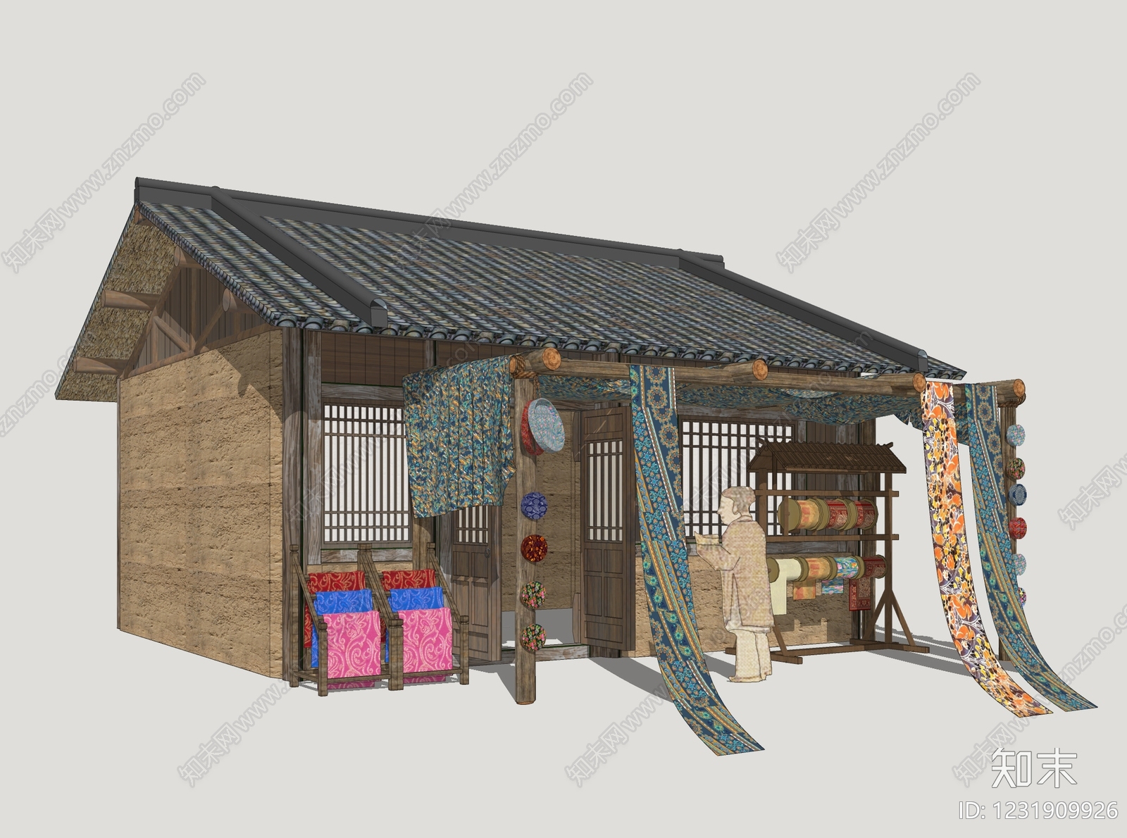 中式古建筑SU模型下载【ID:1231909926】