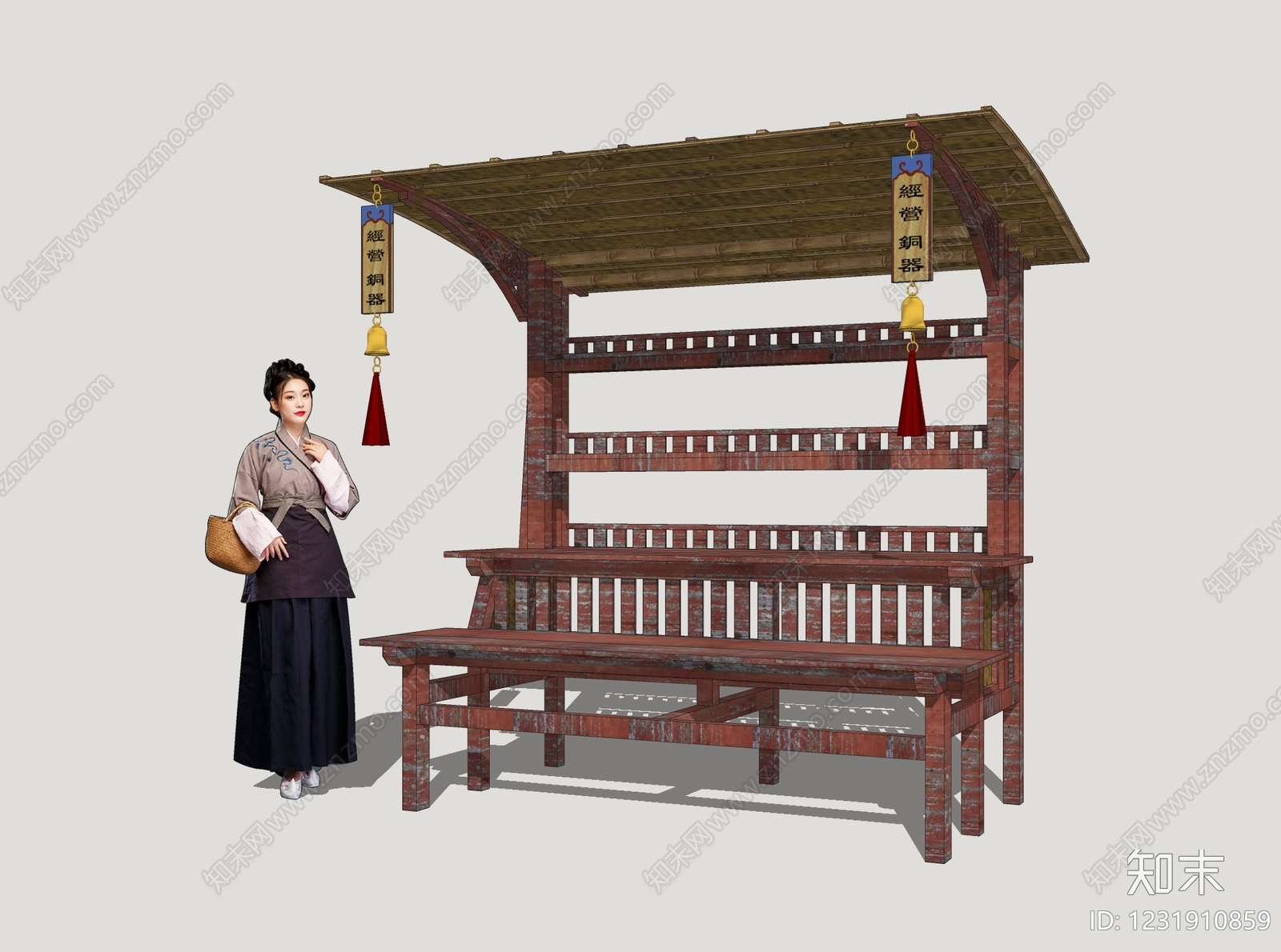 中式置物架SU模型下载【ID:1231910859】