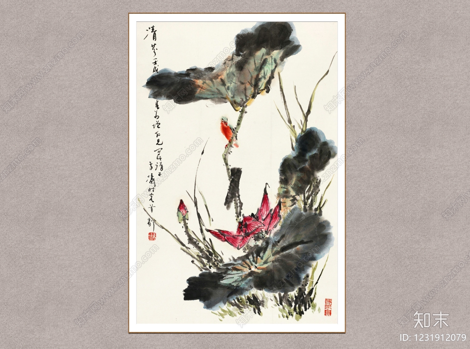中式挂画SU模型下载【ID:1231912079】