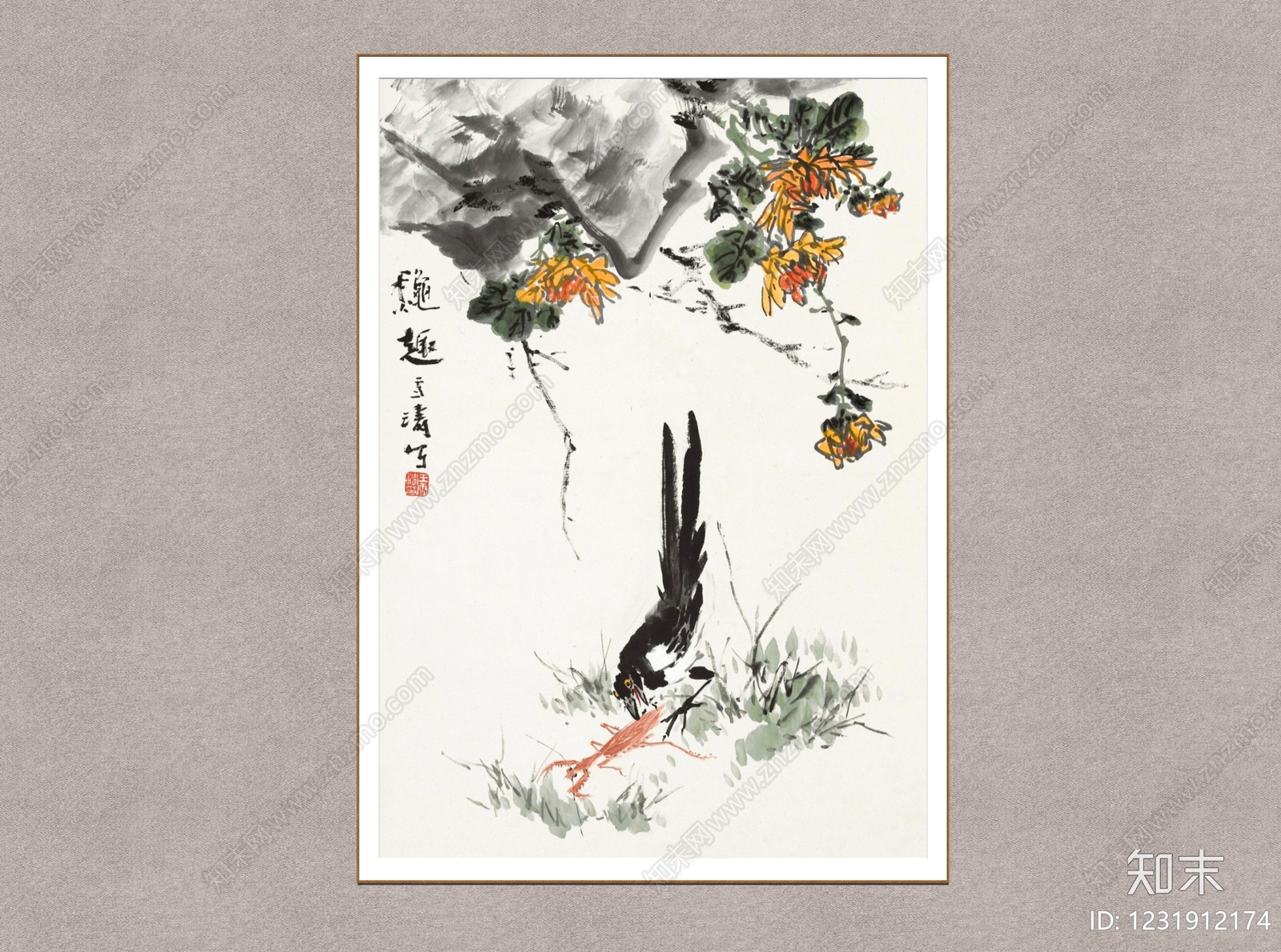中式挂画SU模型下载【ID:1231912174】