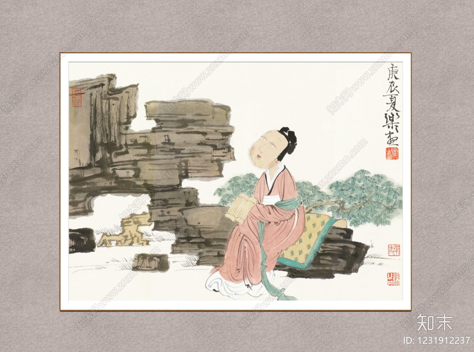 中式挂画SU模型下载【ID:1231912237】