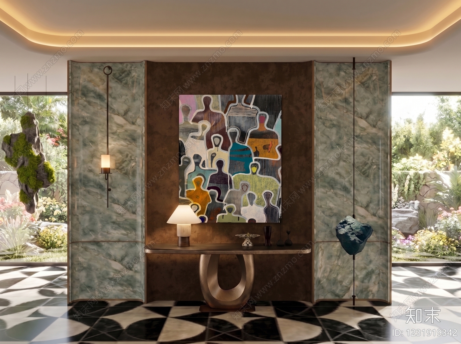 轻奢玄关3D模型下载【ID:1231919342】