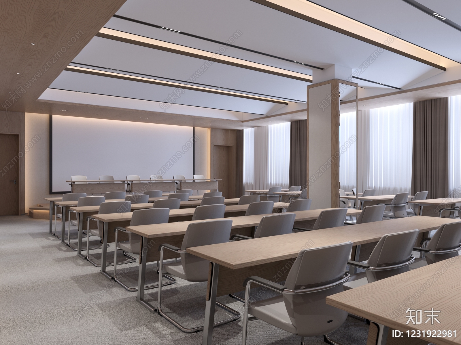 现代简约报告厅3D模型下载【ID:1231922981】