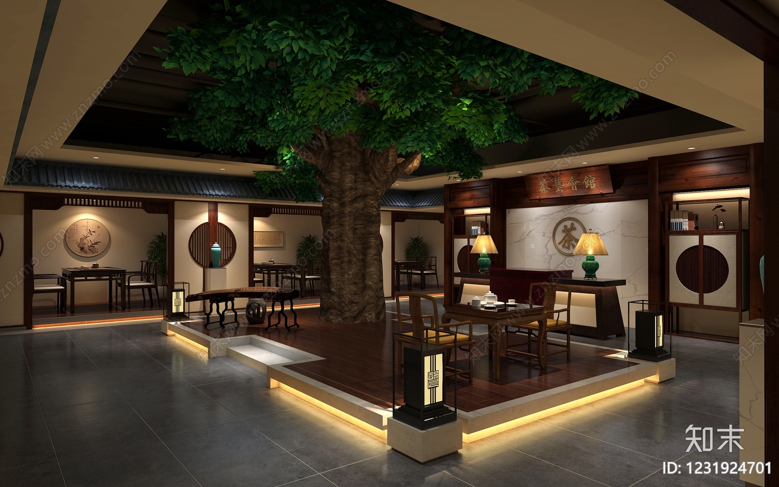 新中式茶馆3D模型下载【ID:1231924701】