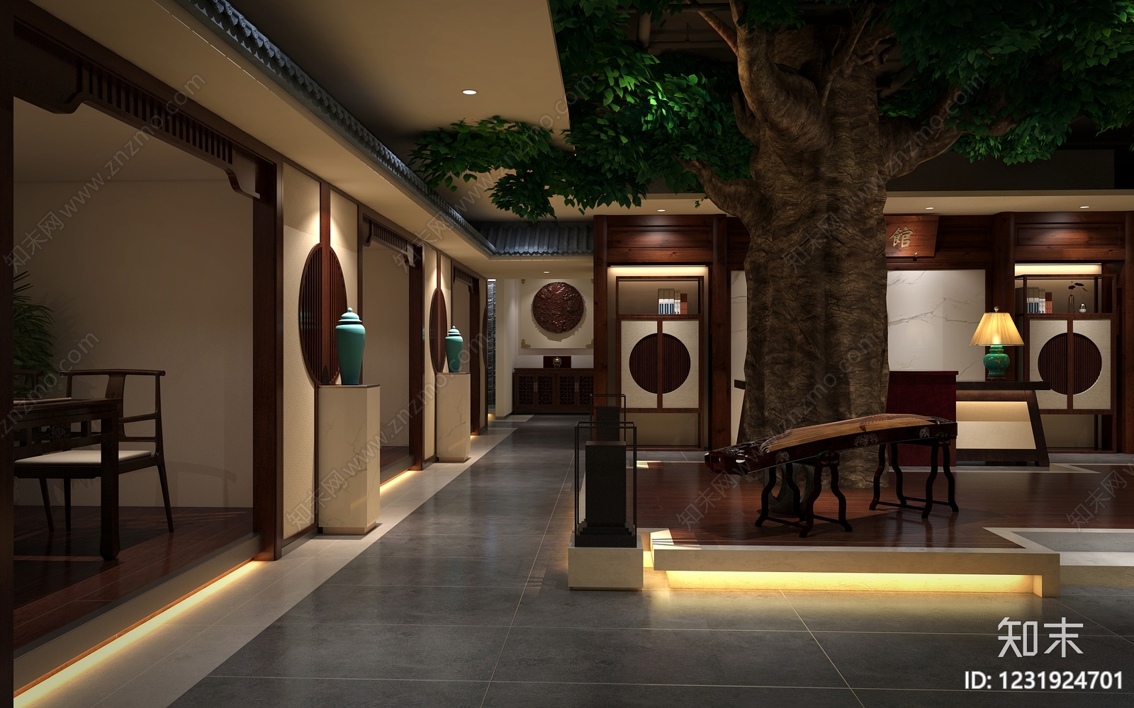 新中式茶馆3D模型下载【ID:1231924701】