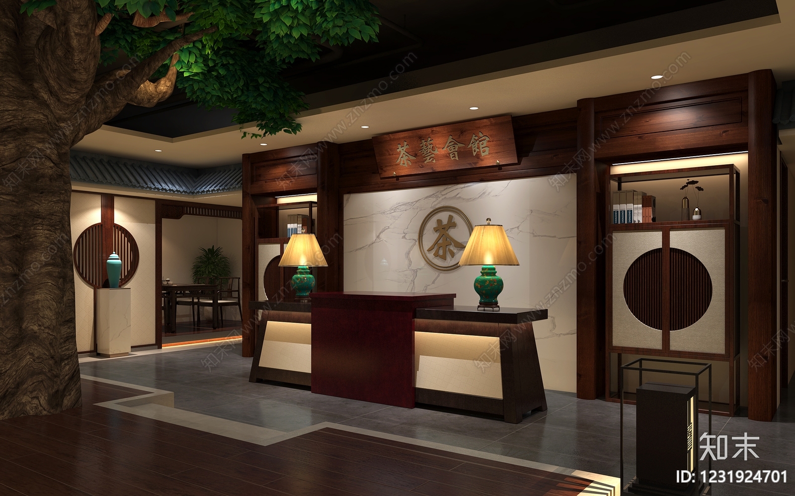 新中式茶馆3D模型下载【ID:1231924701】