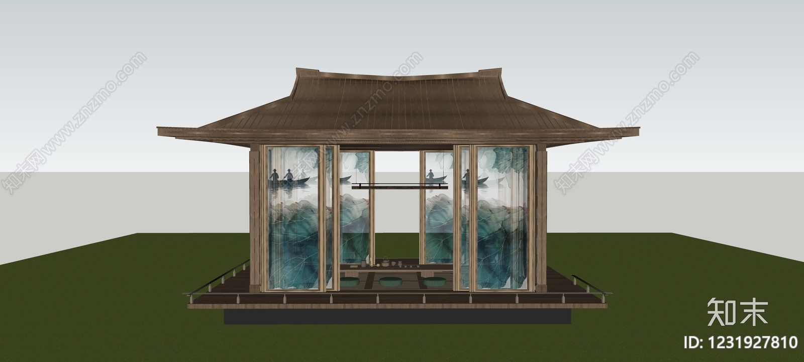 新中式亭子SU模型下载【ID:1231927810】