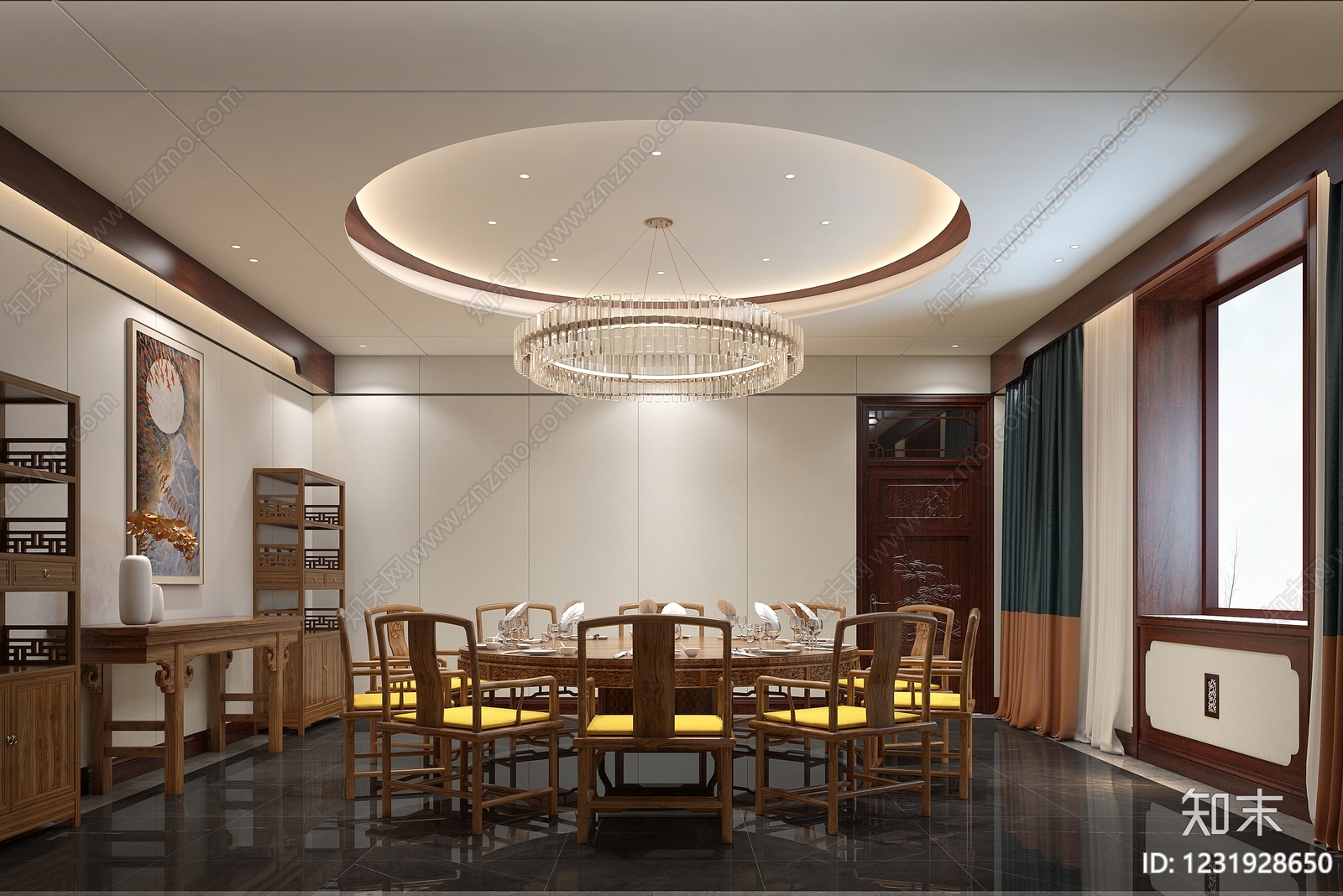 新中式包厢3D模型下载【ID:1231928650】