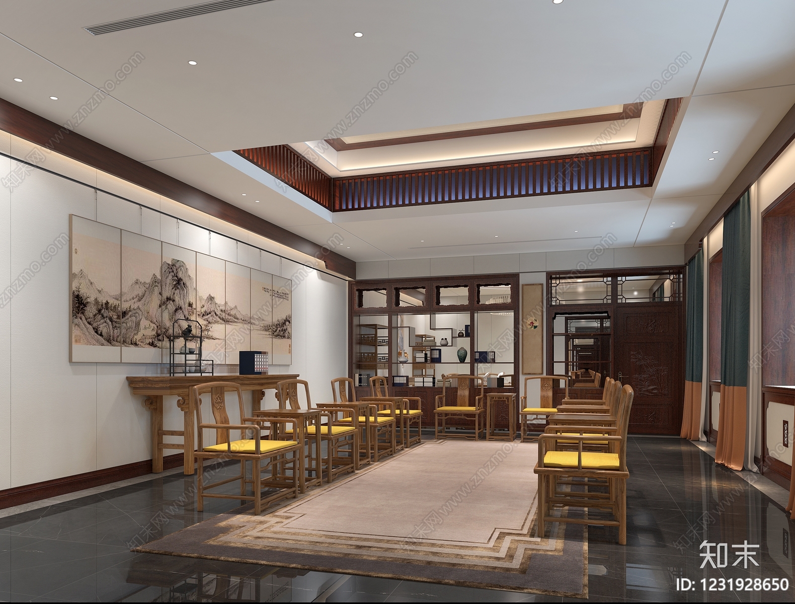 新中式包厢3D模型下载【ID:1231928650】