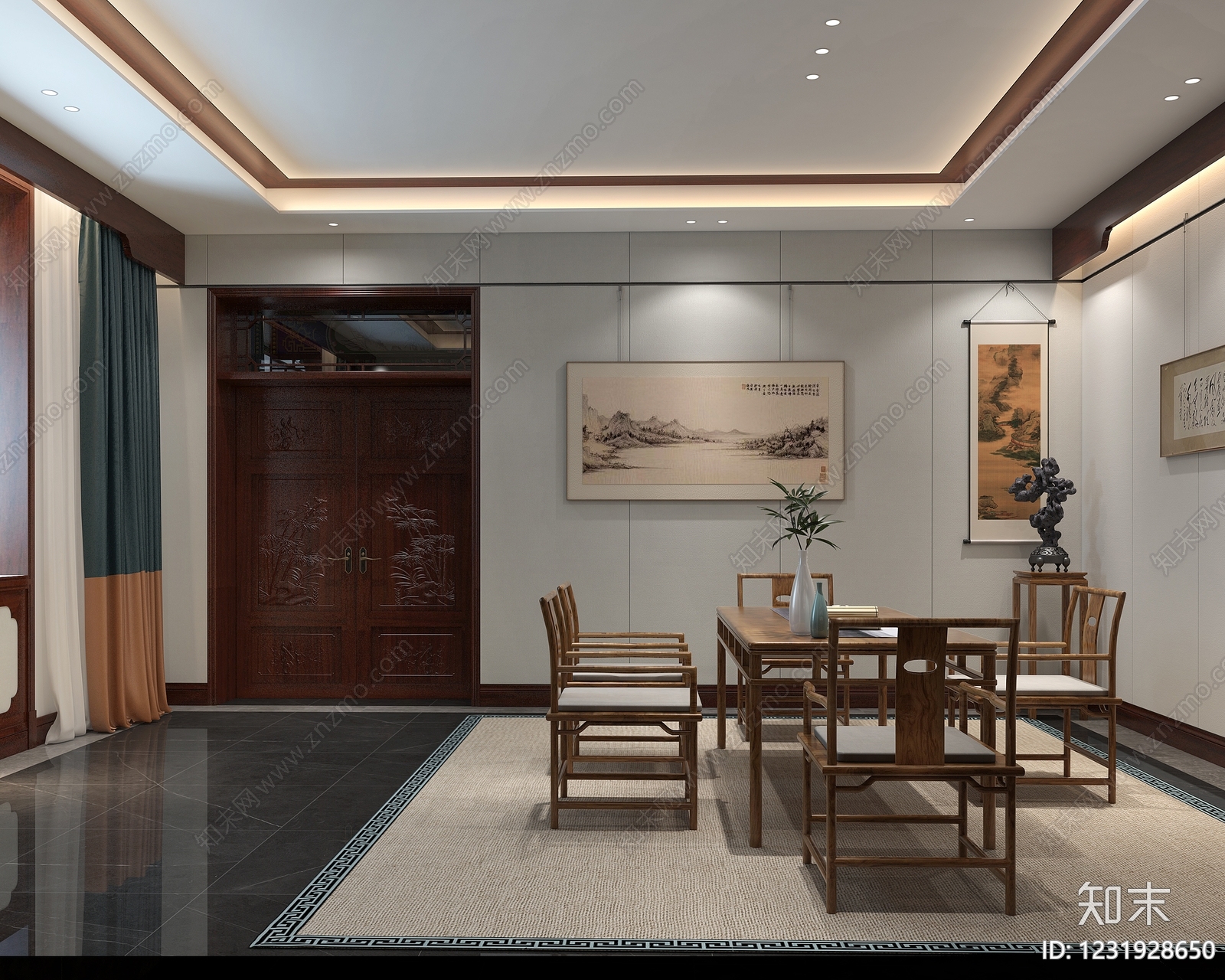 新中式包厢3D模型下载【ID:1231928650】