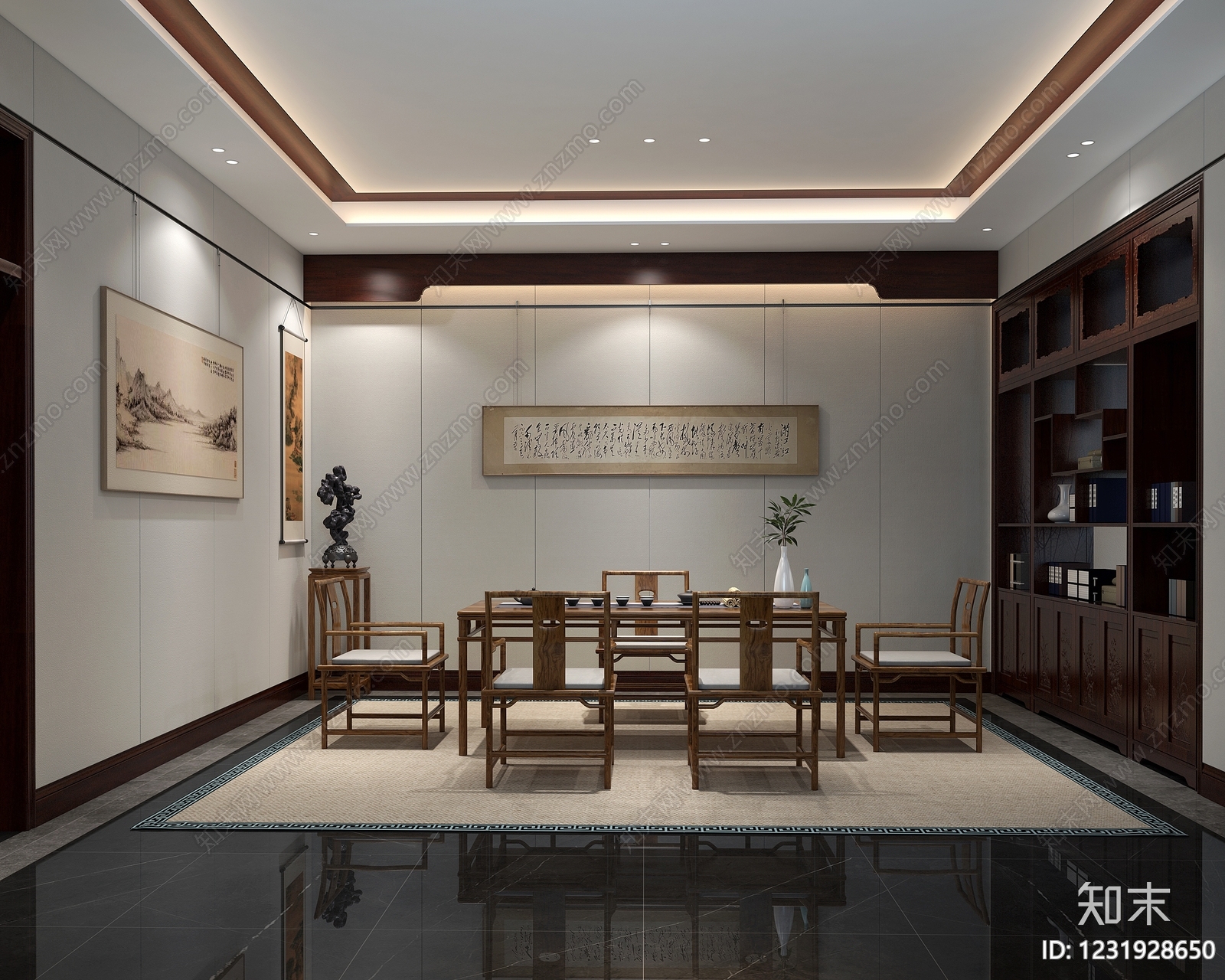 新中式包厢3D模型下载【ID:1231928650】
