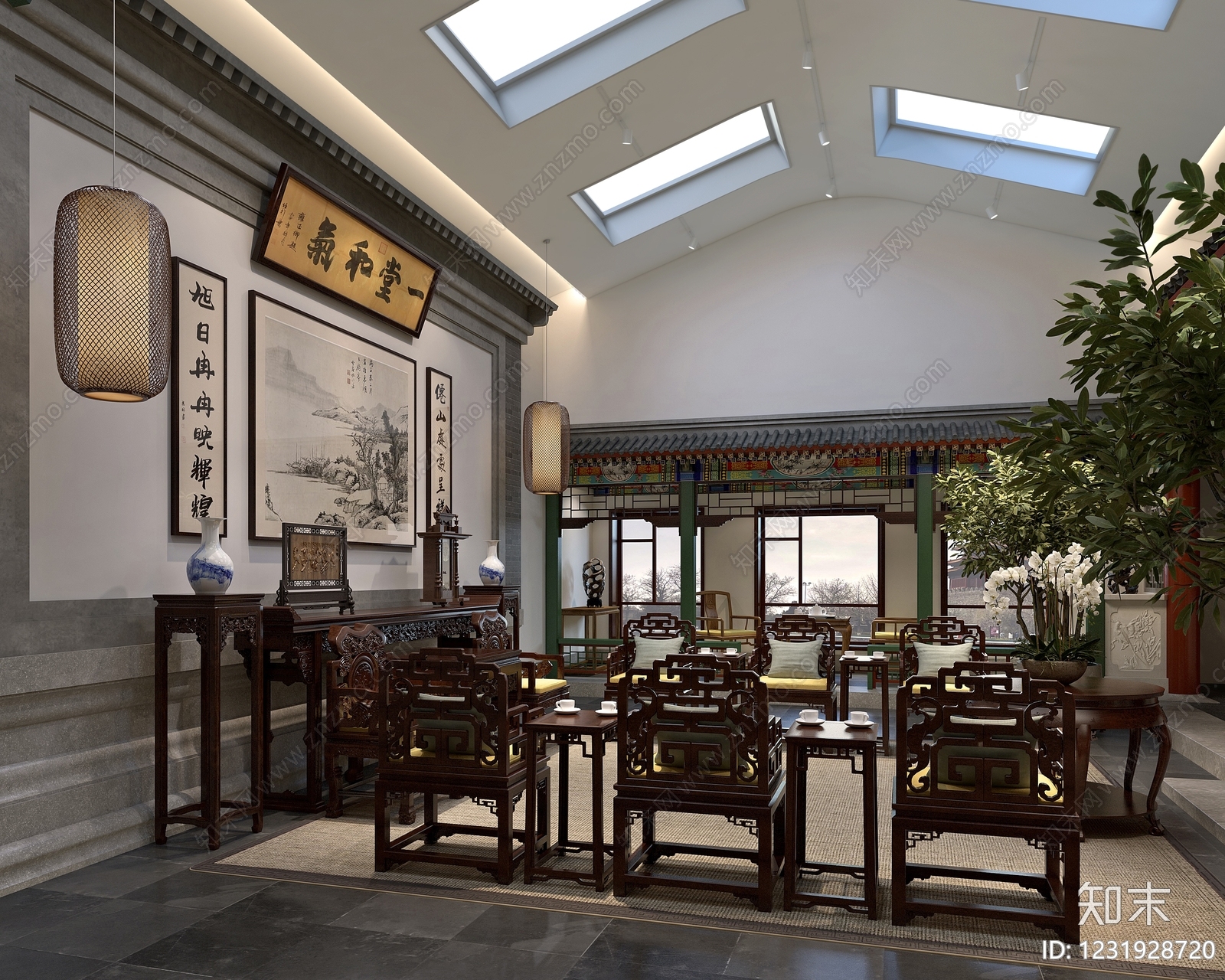 中式家居客厅3D模型下载【ID:1231928720】