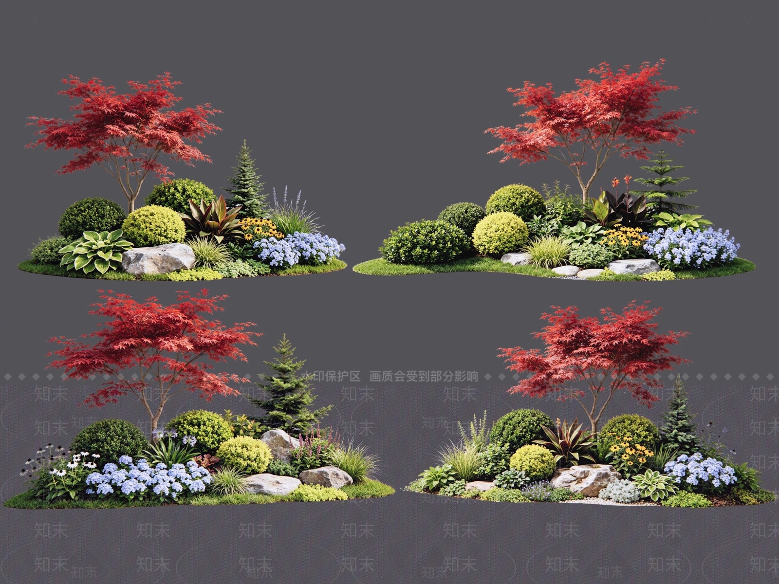 新中式景观花境SU模型下载【ID:1231929764】