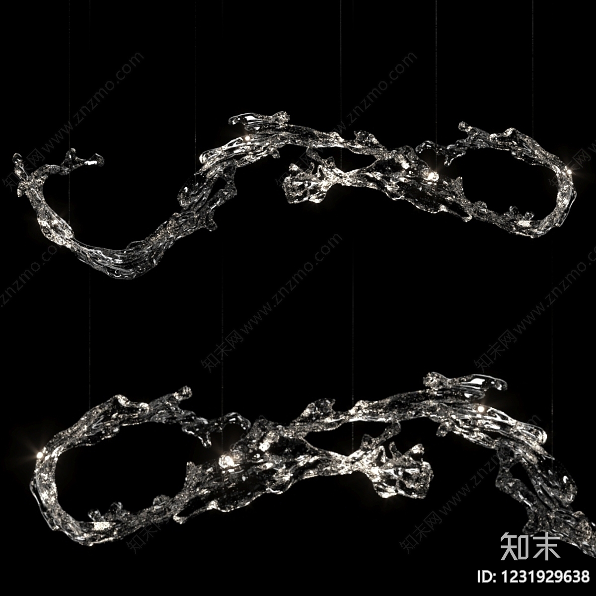 轻奢艺术吊灯3D模型下载【ID:1231929638】