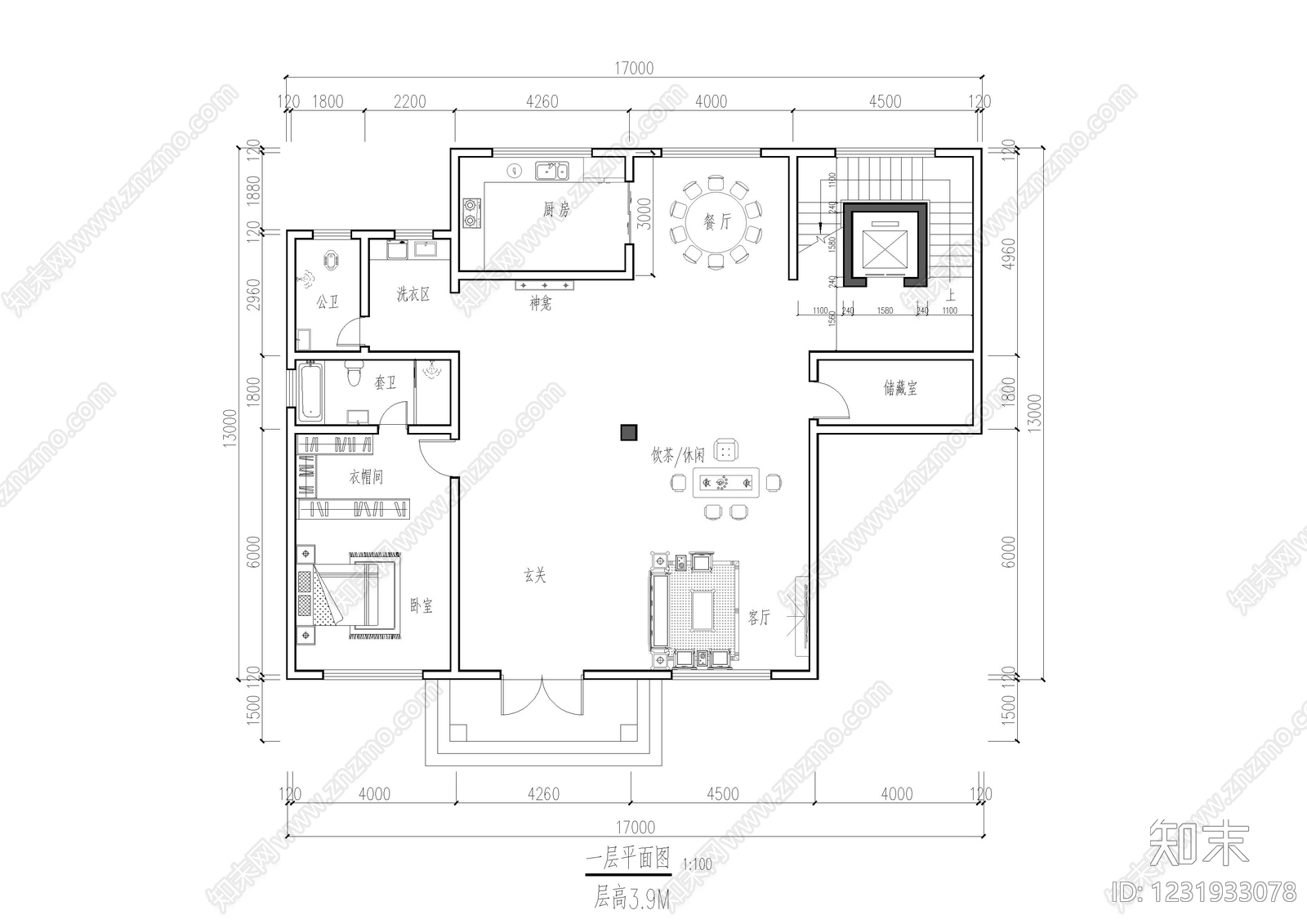 别墅建筑cad施工图下载【ID:1231933078】