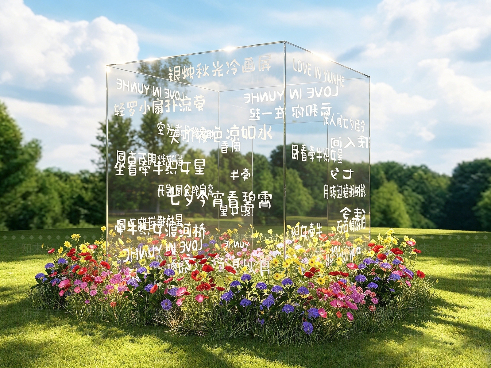公园绿地装置3D模型渲染效果图