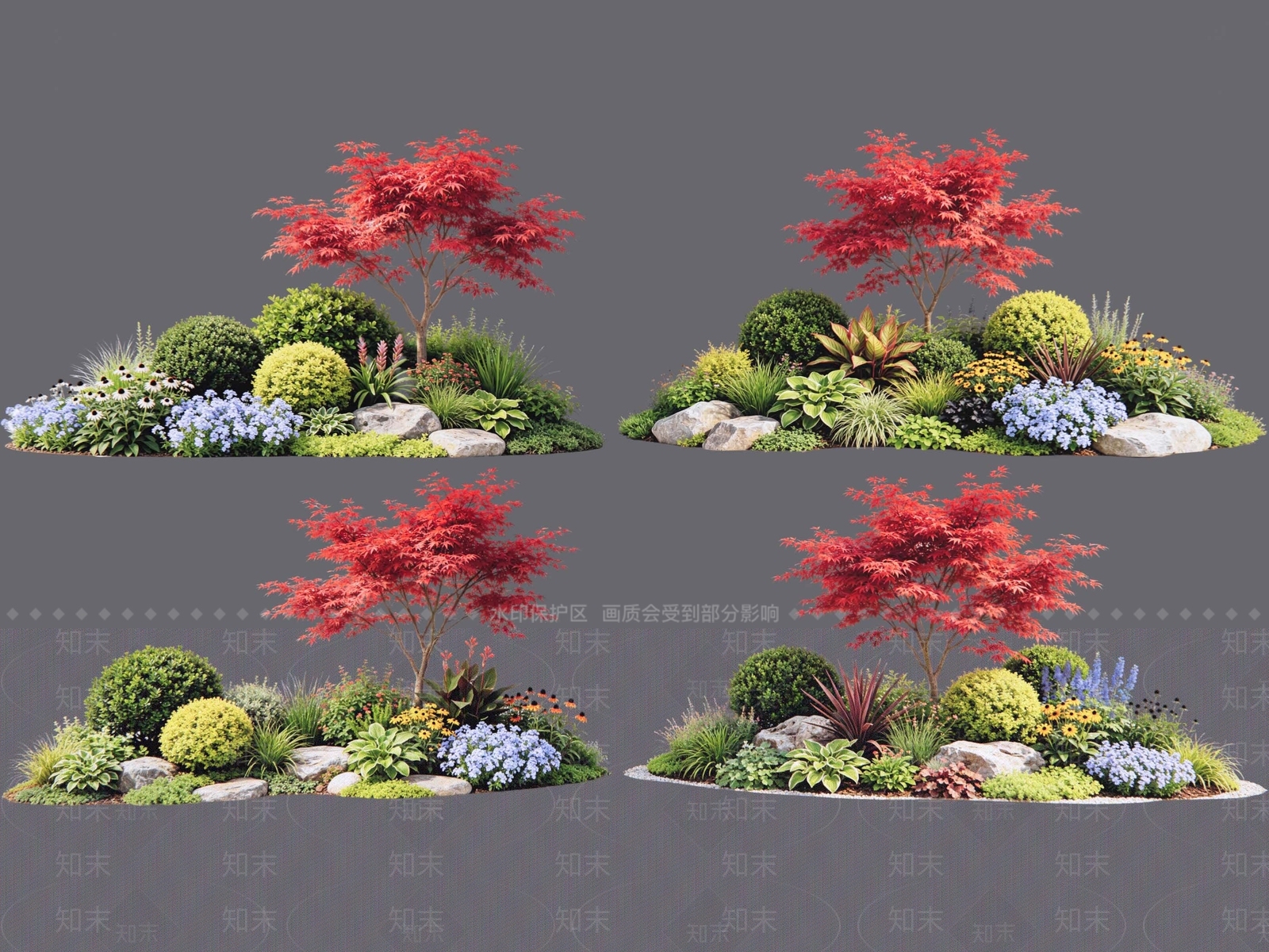新中式景观花境SU模型下载【ID:1231941241】